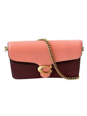 Coach Tabby Crossbody Colorblock Pebbled Leather Suede Gold Tone Chain